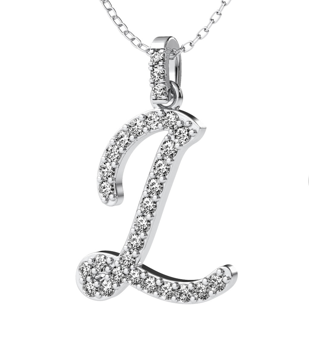 14Kt Diamond Initial L Pendant with chain